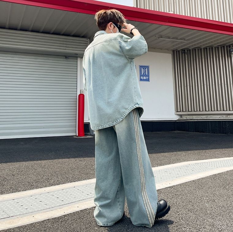 デニムセットアップ ゆったりワイドデニムセットアップ