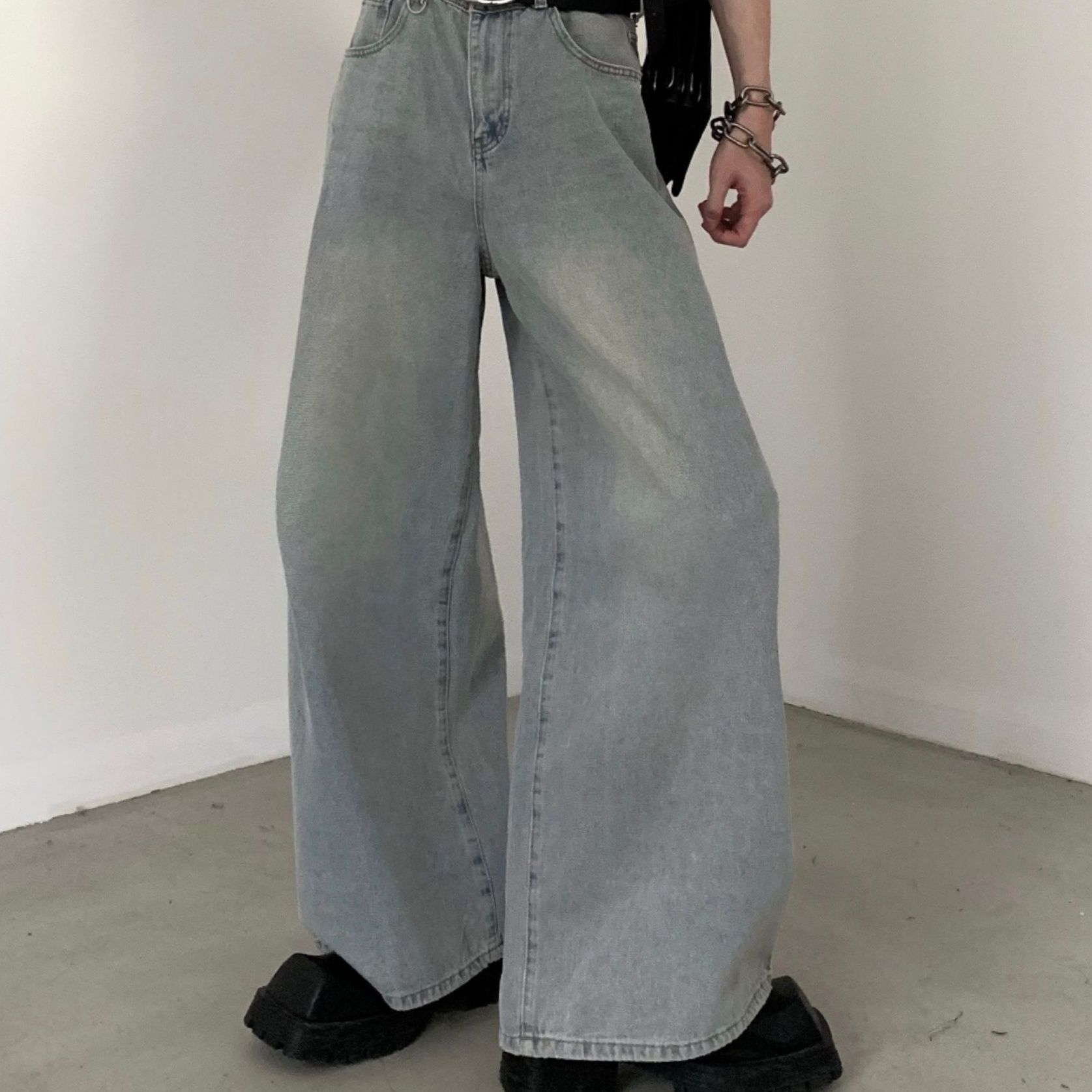 デニムセットアップ ワイドシルエット半袖デニムセットアップ