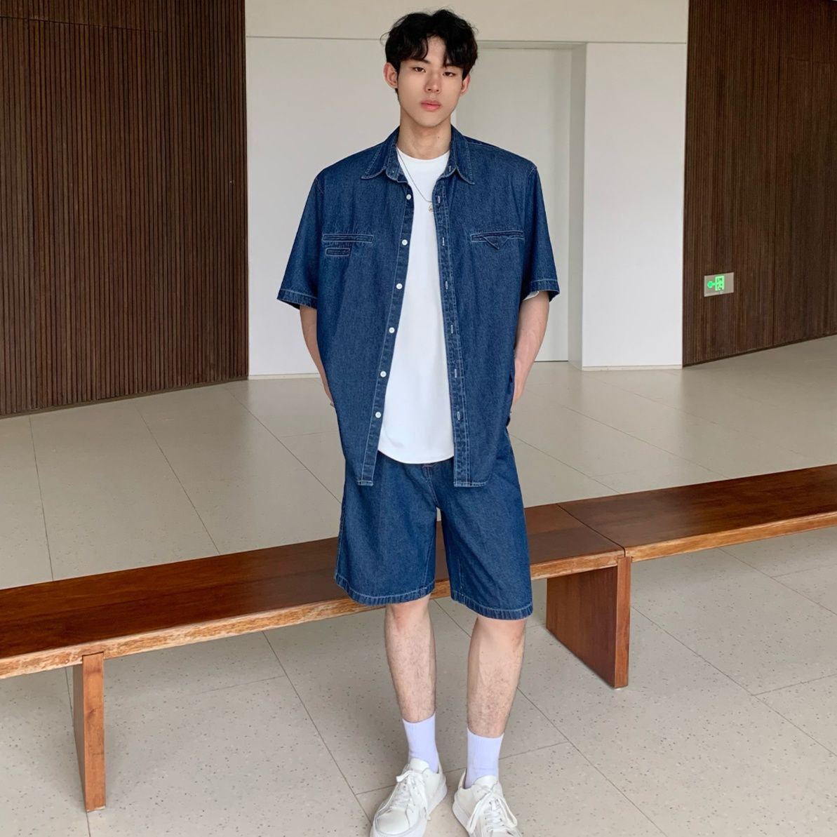 デニムセットアップ こだわり半袖デニムセットアップ