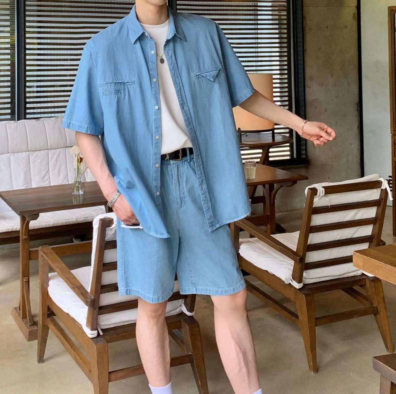 デニムセットアップ こだわり半袖デニムセットアップ