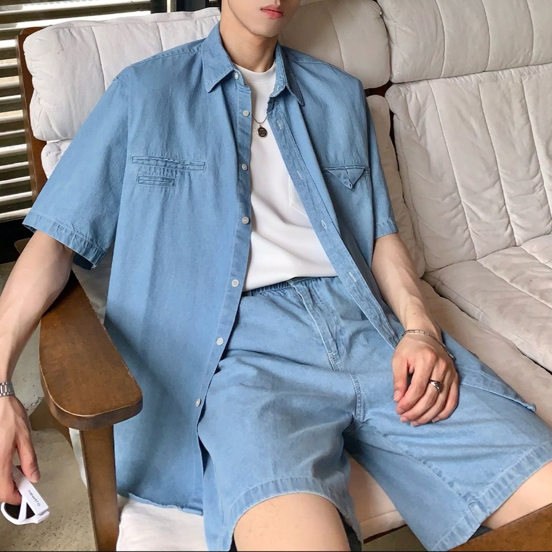 デニムセットアップ こだわり半袖デニムセットアップ