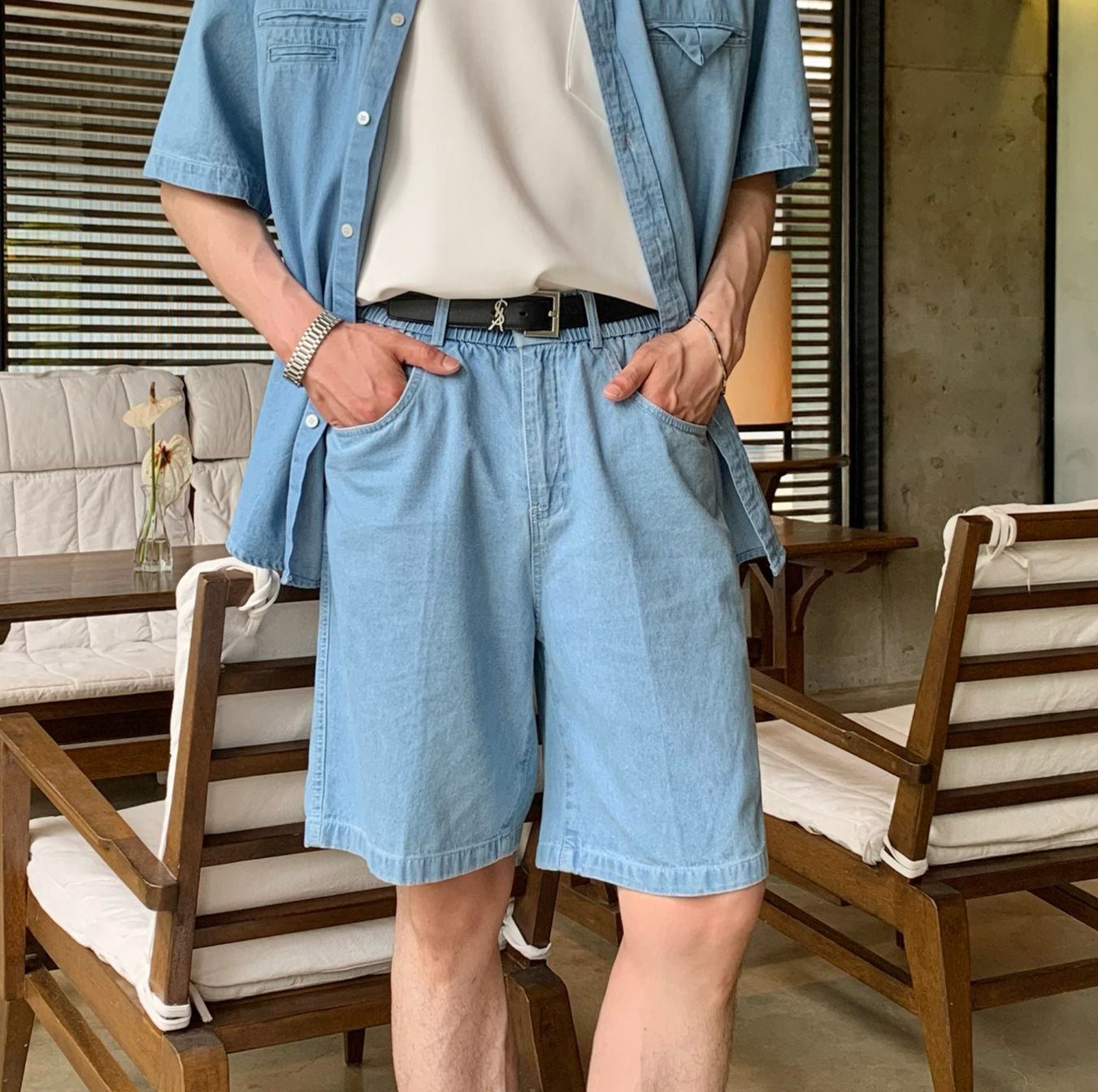 デニムセットアップ こだわり半袖デニムセットアップ