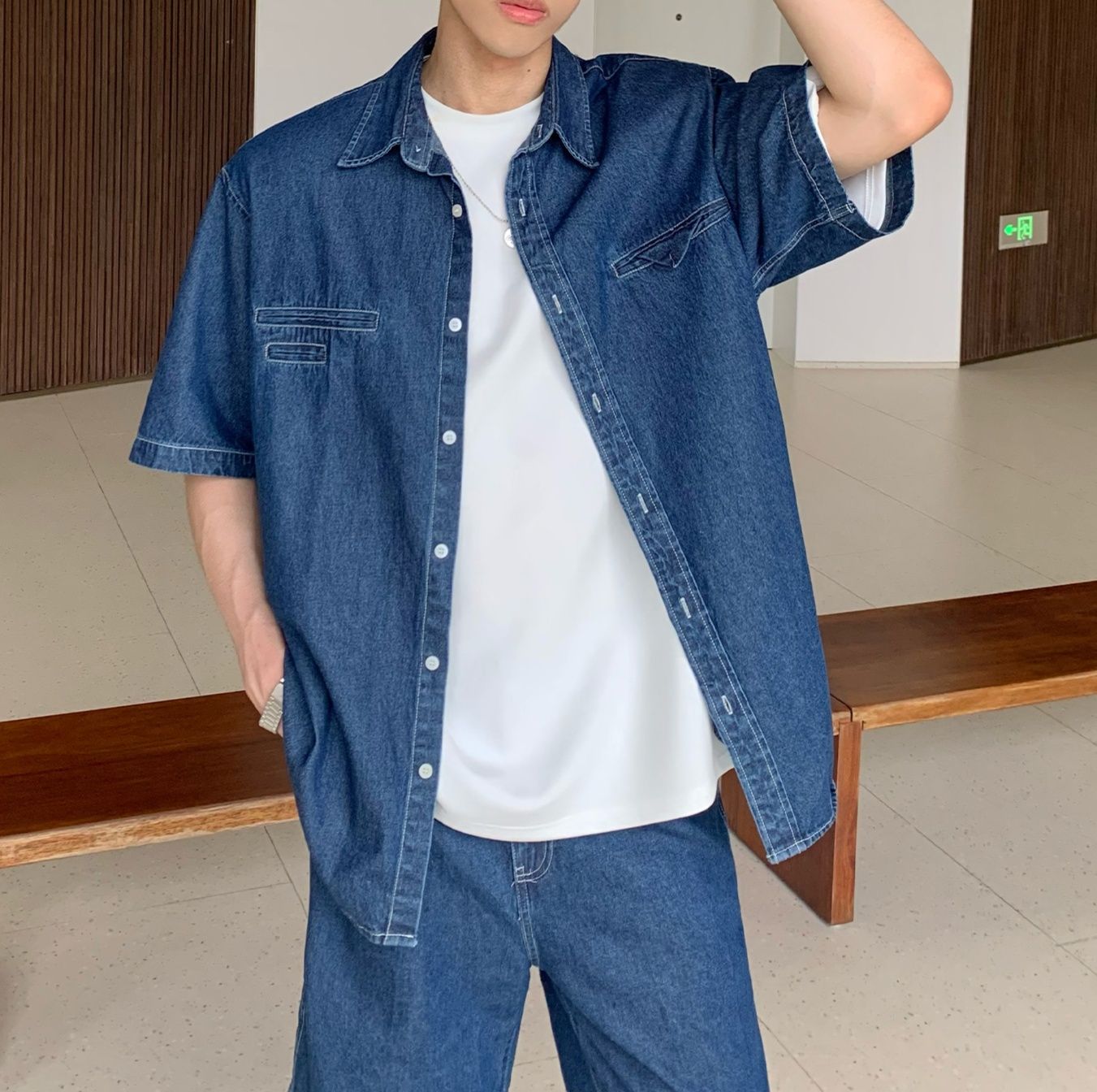 デニムセットアップ こだわり半袖デニムセットアップ