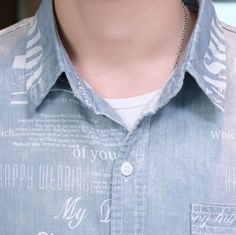 デニムセットアップ 文字プリントゆったりデニムセットアップ