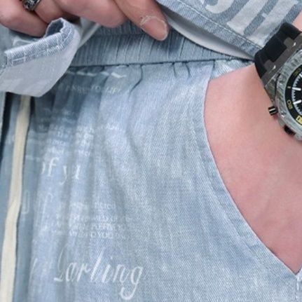 デニムセットアップ 文字プリントゆったりデニムセットアップ