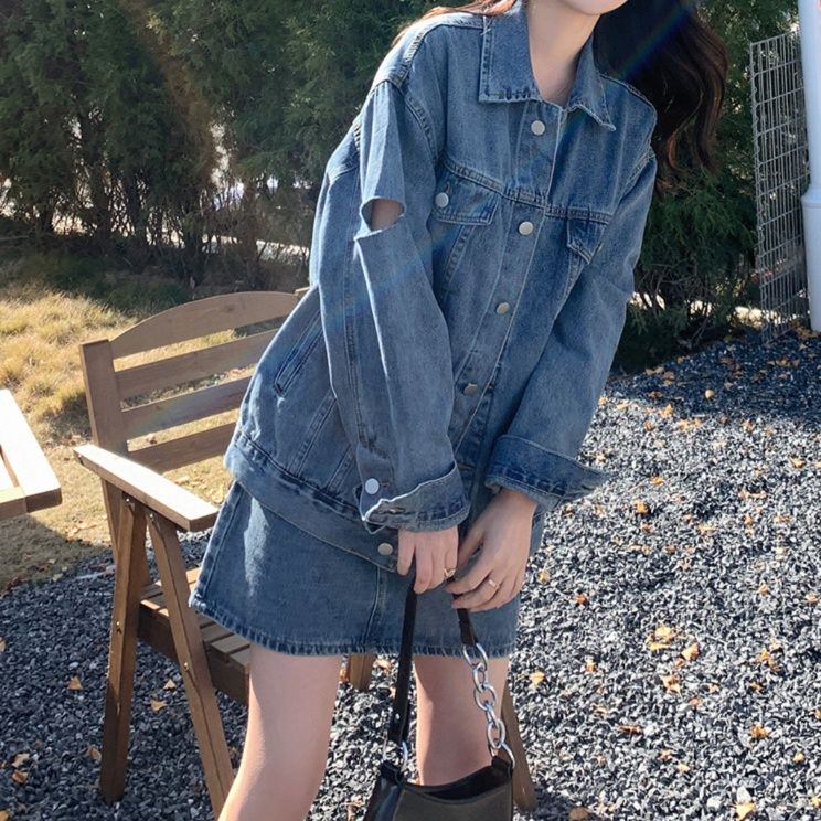 デニムセットアップ ゆったりデニムジャケット＆ミニスカート