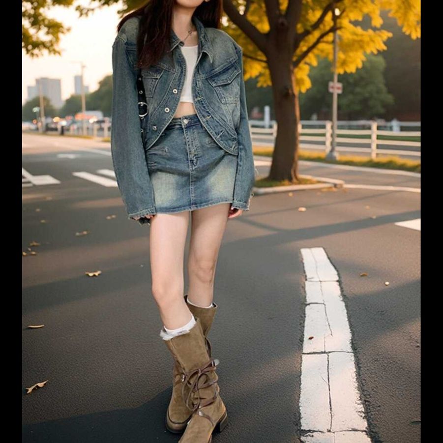 デニムセットアップ ミニスカートデニムセットアップ