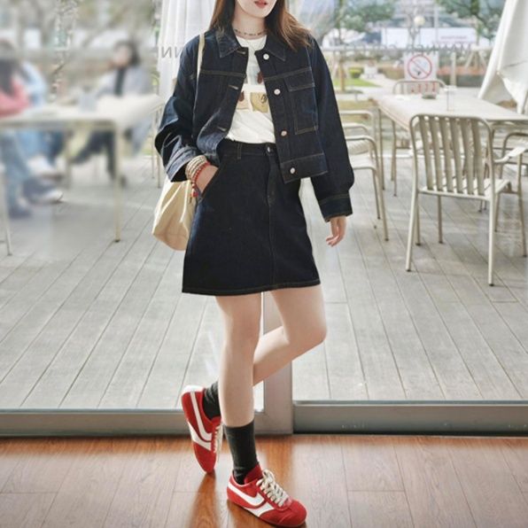 デニムセットアップ ビンテージ風ジャケットスカート