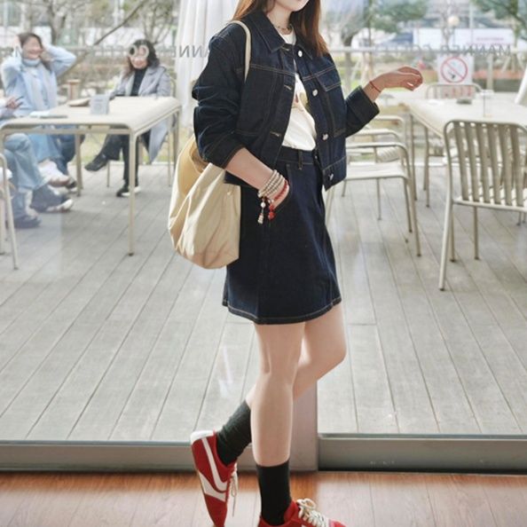 デニムセットアップ ビンテージ風ジャケットスカート