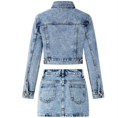 デニムセットアップ クロップドジャケット×ミニスカート