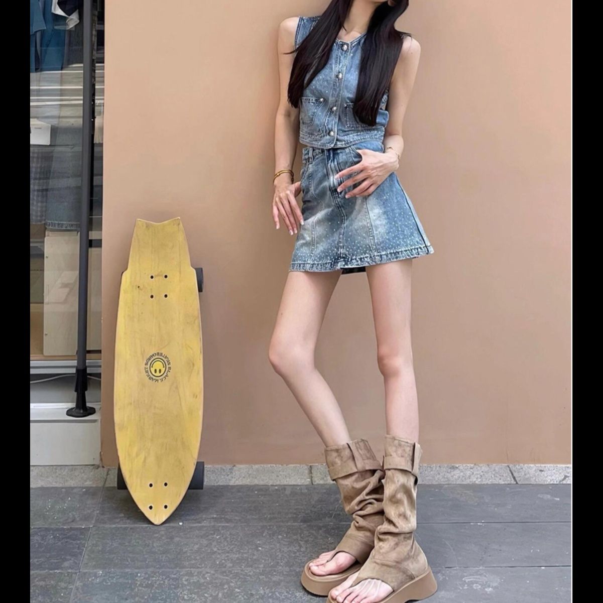 デニムセットアップ 星空きらめきデニムスカートセット