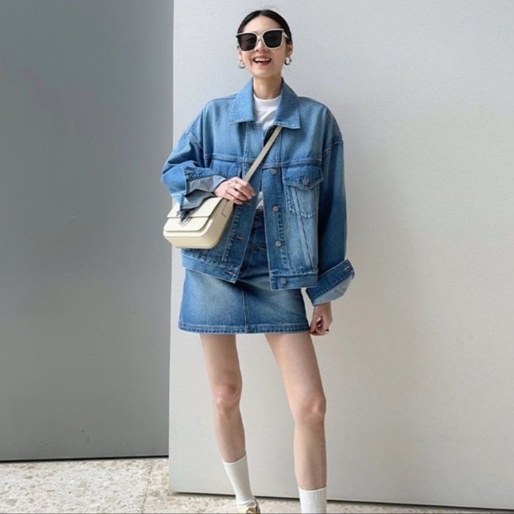 デニムセットアップ ゆったりジャケット&ミニスカート