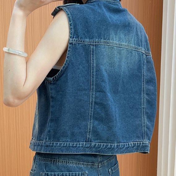 デニムセットアップ ノースリーブデニムベスト＆ロングスカート