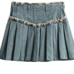 デニムセットアップ ノースリーブプリーツスカートセット