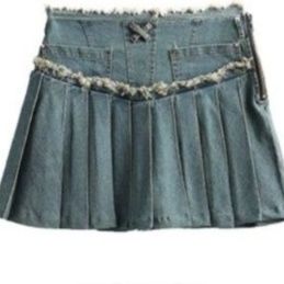 デニムセットアップ ノースリーブプリーツスカートセット