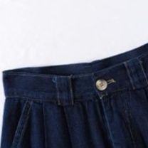 デニムセットアップ フリル付きデニムジャケット&ロングスカート二点組