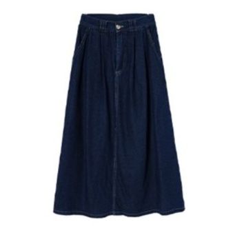 デニムセットアップ フリル付きデニムジャケット&ロングスカート二点組