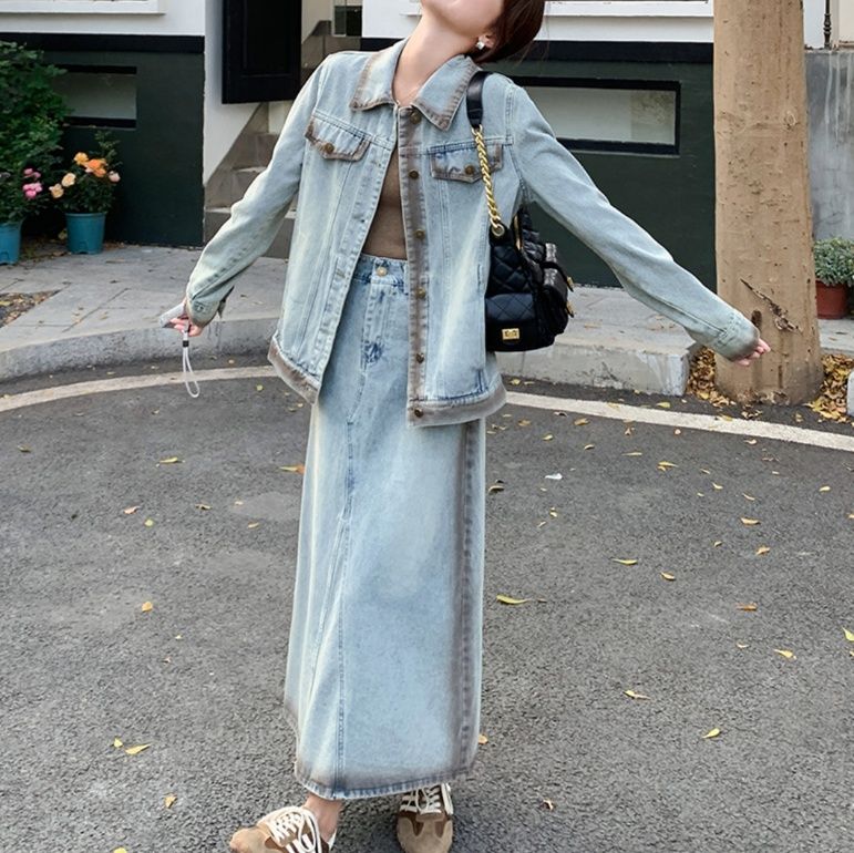 デニムセットアップ ゆったりデニムジャケット＆スカート