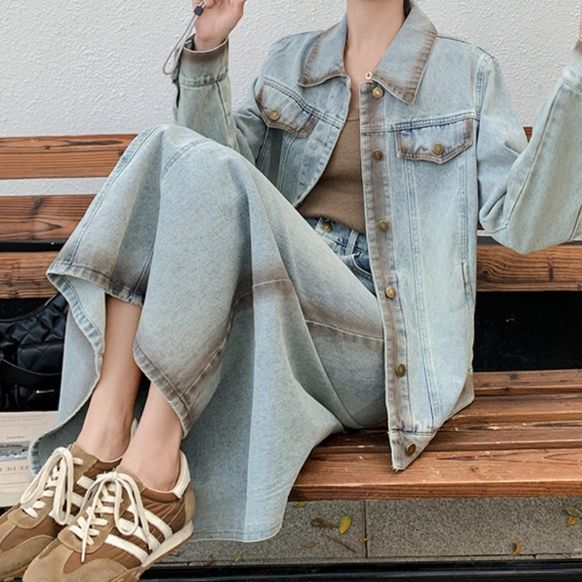 デニムセットアップ ゆったりデニムジャケット＆スカート