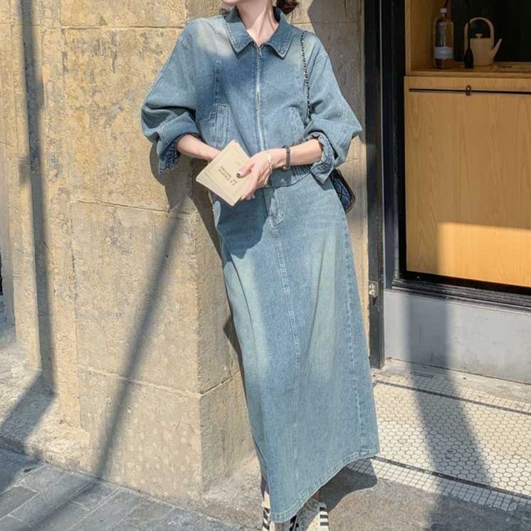 デニムセットアップ クラシカルロングデニムセットアップ