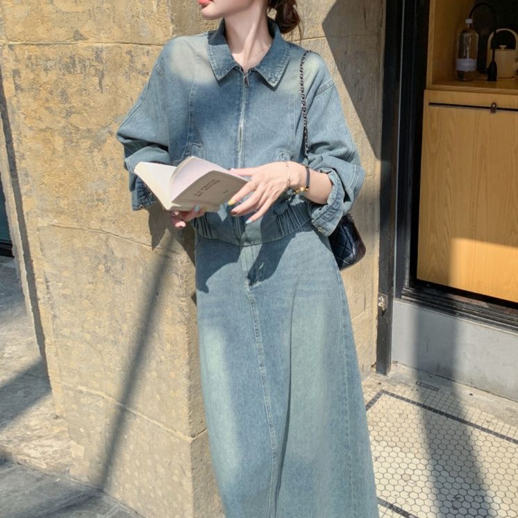 デニムセットアップ クラシカルロングデニムセットアップ