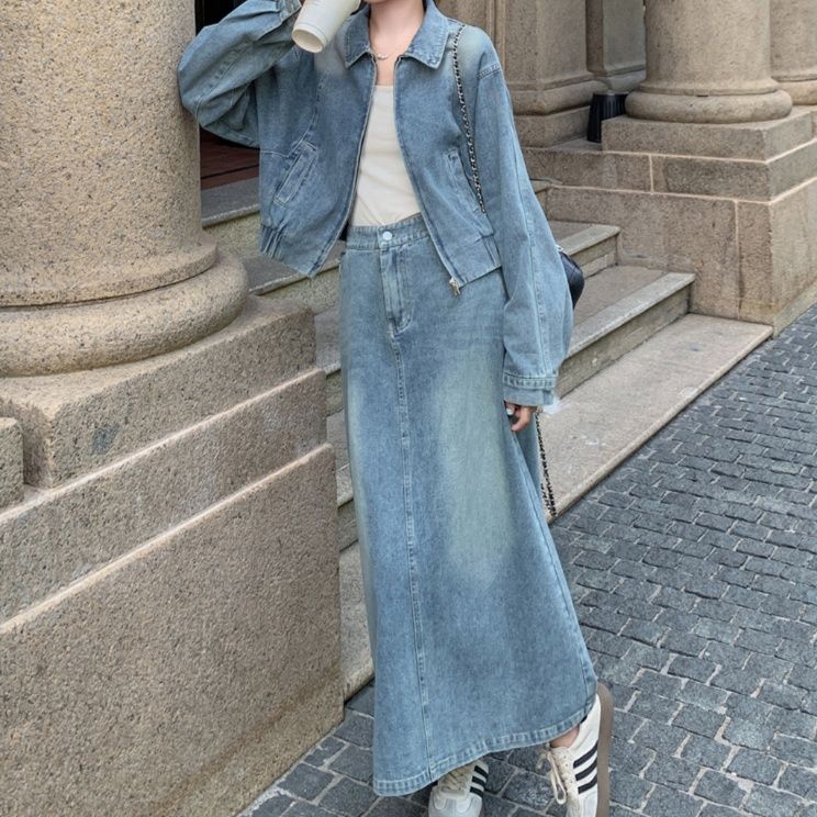 デニムセットアップ クラシカルロングデニムセットアップ