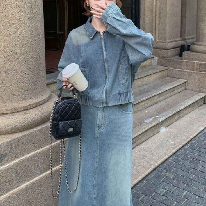 デニムセットアップ クラシカルロングデニムセットアップ