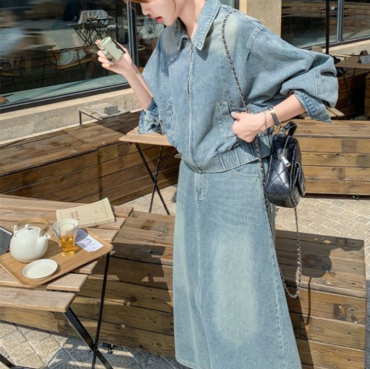 デニムセットアップ クラシカルロングデニムセットアップ