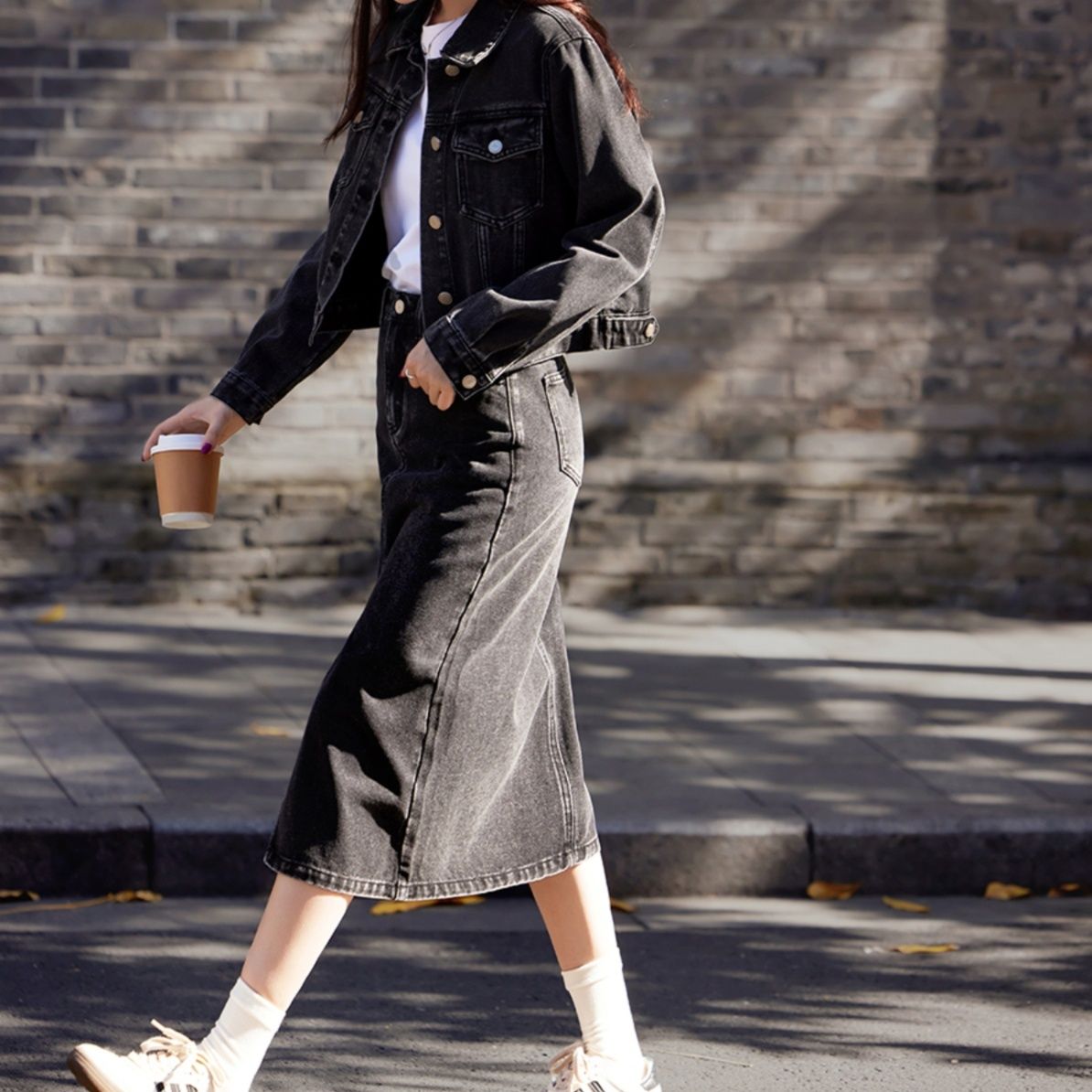 デニムセットアップ クラシカルジャケットスカートセット