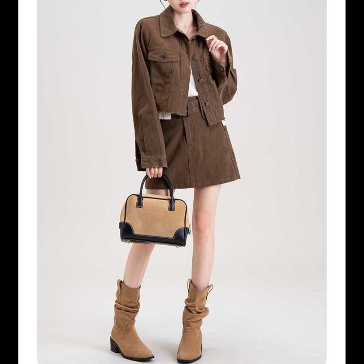 デニムセットアップ コーデュロイ ジャケットスカートセット