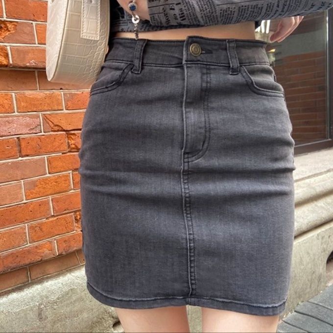 デニムセットアップ レトロ感漂うデニムスカートセット