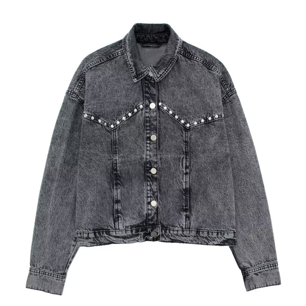 デニムセットアップ 輝くスタッツ装飾 デニムスカートセット