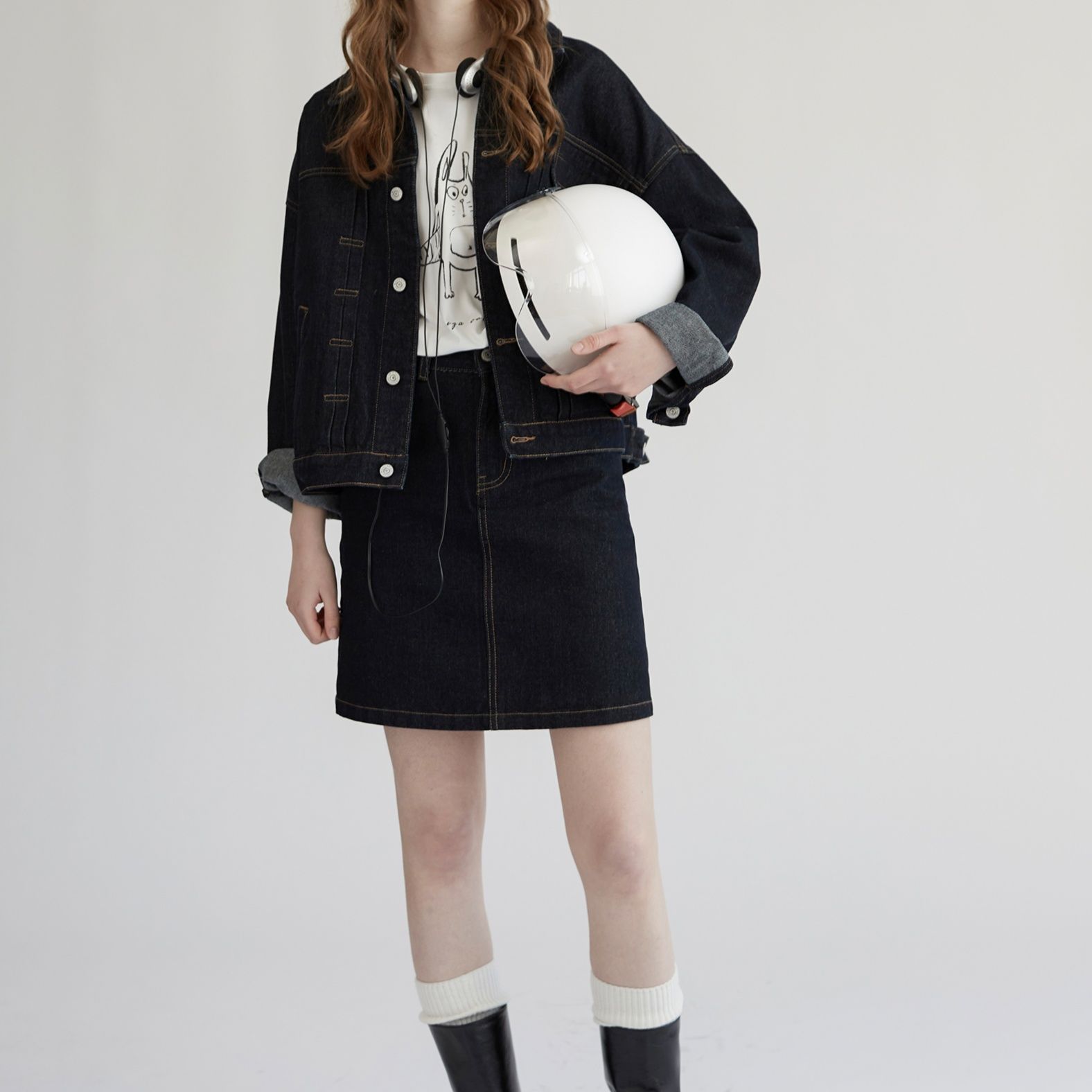 デニムセットアップ クラシカルステッチ デニムセットアップ