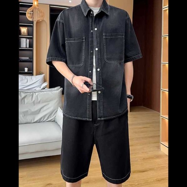 デニムセットアップ こなれ感ある半袖ゆったりデニムセット