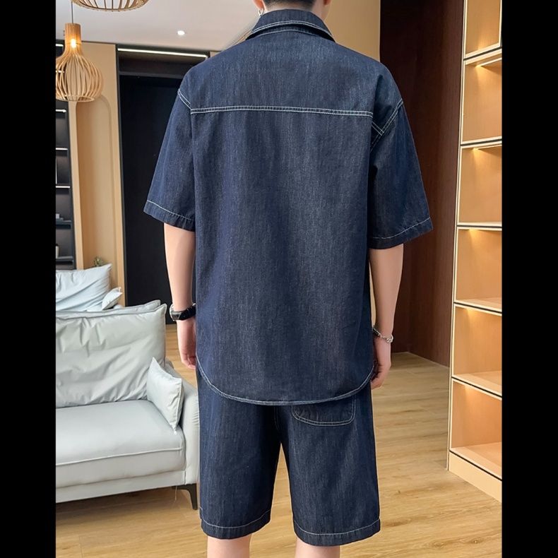 デニムセットアップ こなれ感ある半袖ゆったりデニムセット