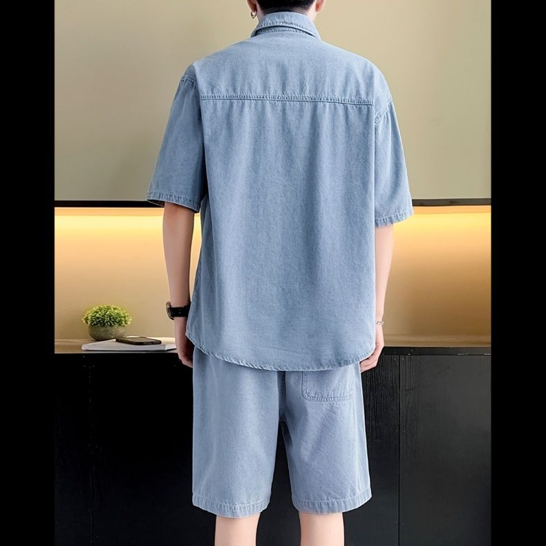 デニムセットアップ こなれ感ある半袖ゆったりデニムセット