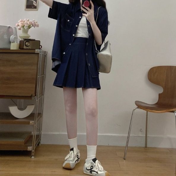 デニムセットアップ 爽やか半袖デニムセットアップ