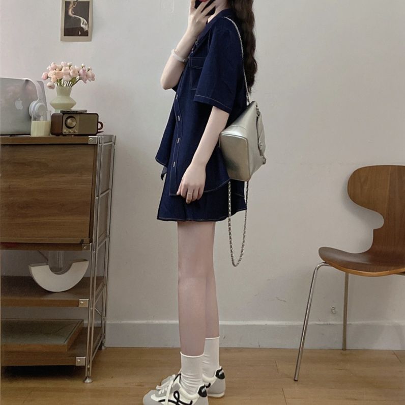 デニムセットアップ 爽やか半袖デニムセットアップ