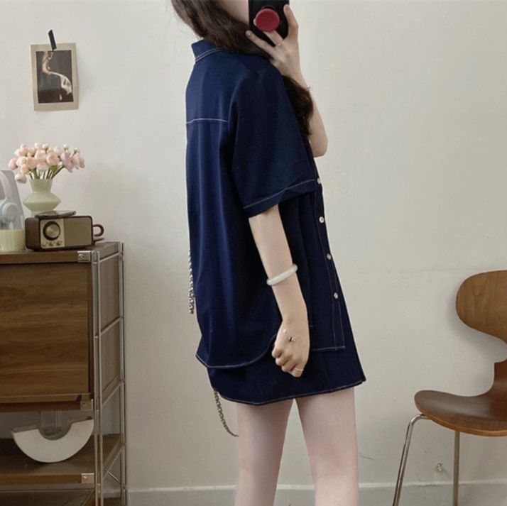 デニムセットアップ 爽やか半袖デニムセットアップ