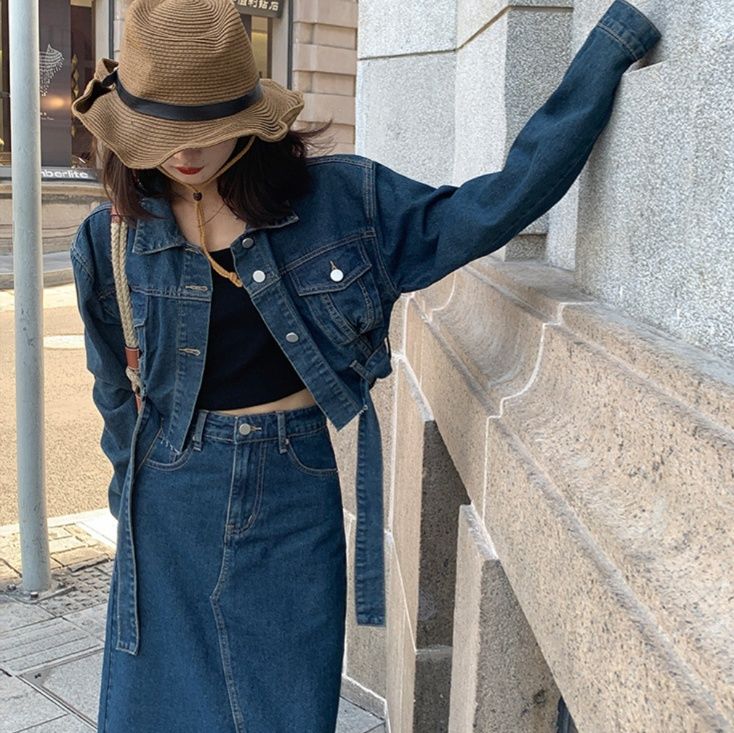 【DIANTÉ】diante フリンジデニムセットアップ フリンジスカート LOSUCA セットアップ フリンジダメージデニムセットアップ