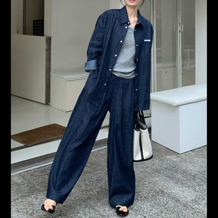 デニムセットアップ ゆったりデニムワイドセットアップ