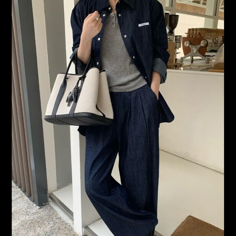 デニムセットアップ ゆったりデニムワイドセットアップ