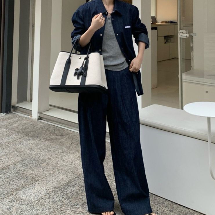 デニムセットアップ ゆったりデニムワイドセットアップ