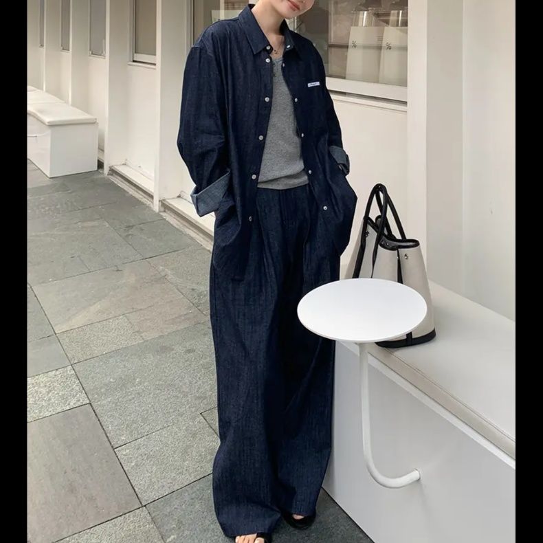 デニムセットアップ ゆったりデニムワイドセットアップ