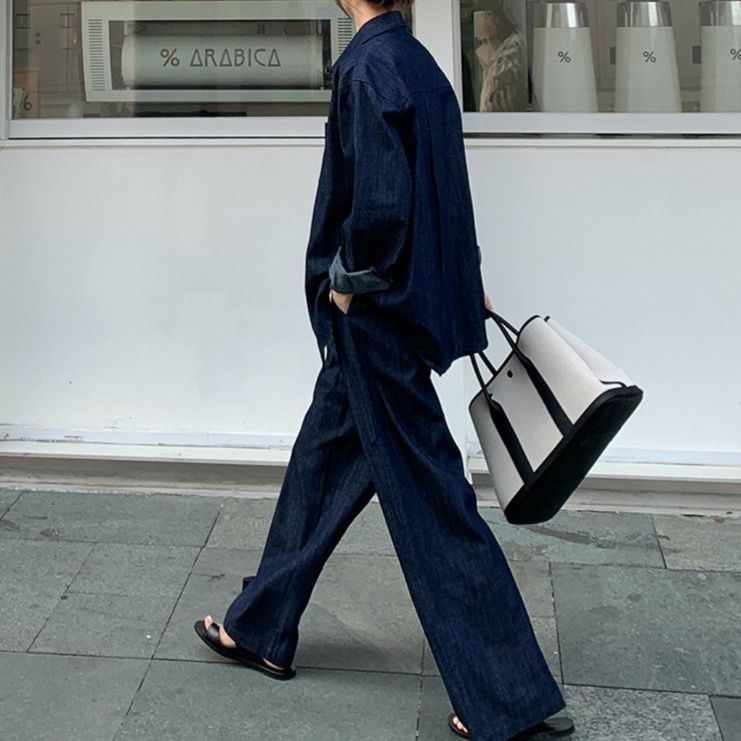 デニムセットアップ ゆったりデニムワイドセットアップ