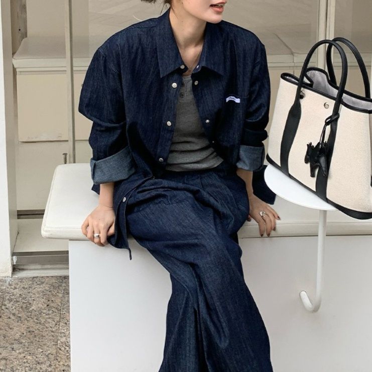 デニムセットアップ ゆったりデニムワイドセットアップ