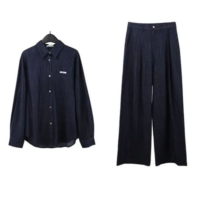 デニムセットアップ ゆったりデニムワイドセットアップ