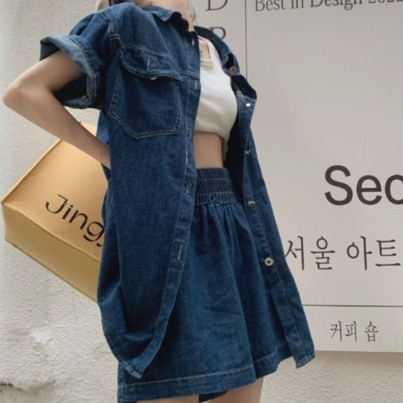 デニムセットアップ リラックスウェーブデニムセット