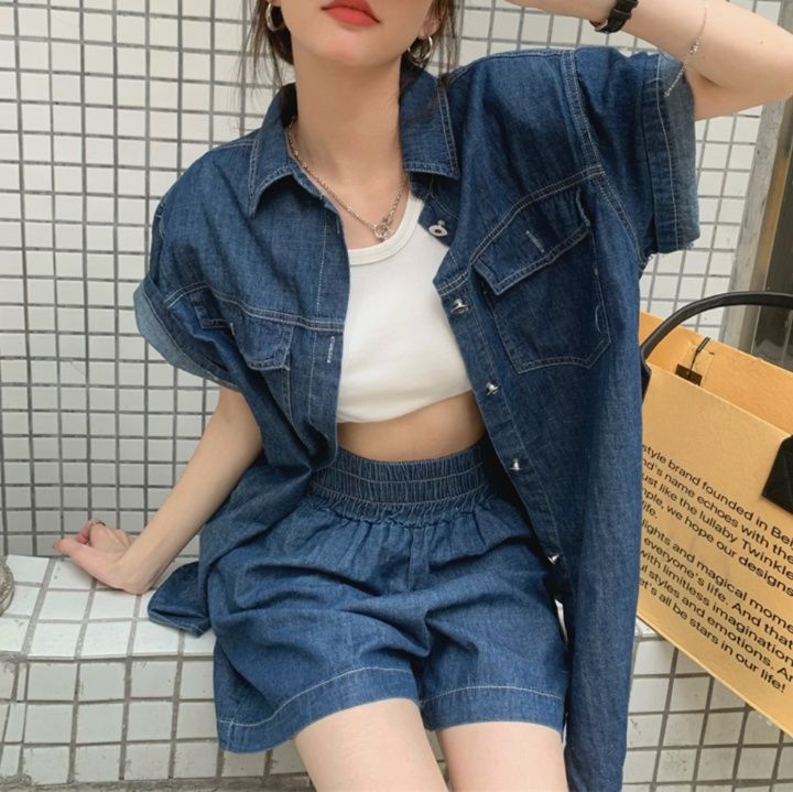 デニムセットアップ リラックスウェーブデニムセット