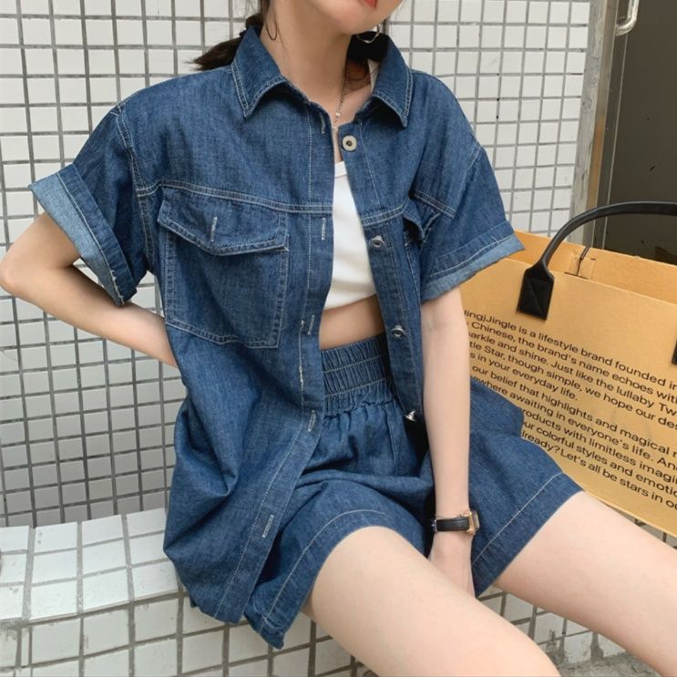 デニムセットアップ リラックスウェーブデニムセット